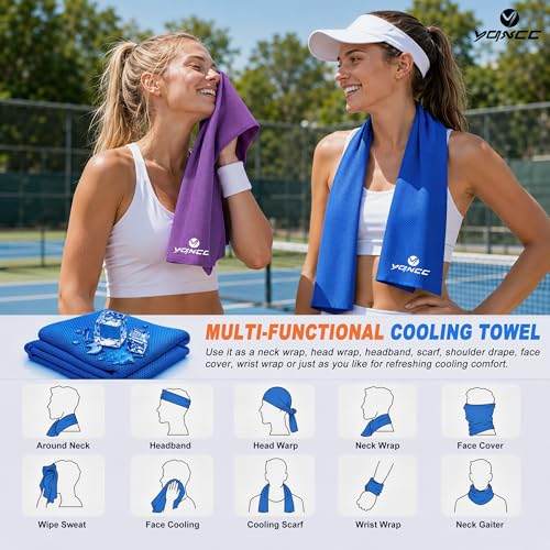 YQXCC 4 Pack Cooling Towels 40"x12", Cool Ice Towels for Neck & Face | Cooling Neck Wraps, Soft Breathable Microfiber Chilly Towels, Ideal for Gym, Yoga, Golf, Running, Camping & Hot Weather - color: 2 Purple, 2 Dark Gray