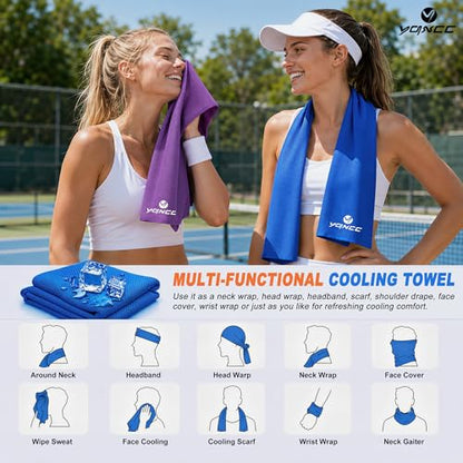 YQXCC 4 Pack Cooling Towels 40"x12", Cool Ice Towels for Neck & Face | Cooling Neck Wraps, Soft Breathable Microfiber Chilly Towels, Ideal for Gym, Yoga, Golf, Running, Camping & Hot Weather - color: Dark Blue, Light Blue, Light Gray, Purple