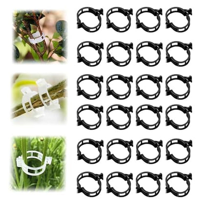 Secured Plastic Plant Clip, 2025 Upgrade Plant Support Clips Reusable Garden Clips, Garden Clips for Climbing Plants, Plastic Trellis Clips Tomato Grape Vine Vegetables Plant Fixing Clips (50, Black) - color: Black
