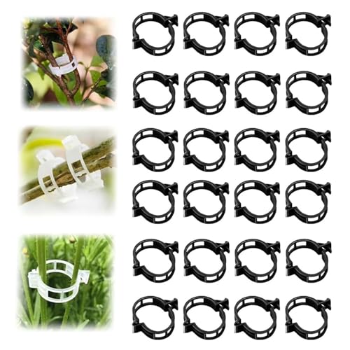 Secured Plastic Plant Clip, 2025 Upgrade Plant Support Clips Reusable Garden Clips, Garden Clips for Climbing Plants, Plastic Trellis Clips Tomato Grape Vine Vegetables Plant Fixing Clips (50, Black) - color: Black
