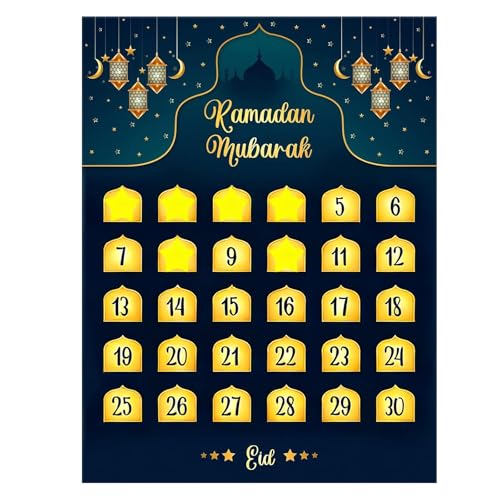 Ramadan Mubarak Countdown Calendar Decoration, 2026 Islamic Muslim Eid Ramadan Crafts (Eid Moon)