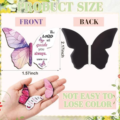 Resurhang 24 Pieces Bible Verse Magnetic Bookmarks Christian Butterfly Magnet Bookmarks Foldable Women Religious Gift for Mother's Day 1.6 x 2.2 In Inspirational Reading Page Markers for School Church