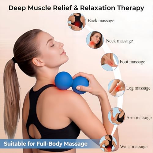 Peanut Massage Ball for Myofascial Release, Silicone Massager | Silicone, Latex-Free, Deep Tissue Massage Tool, for Neck, Back, Shoulders, Hips, Legs, Post-Workout Recovery, Travel Portable