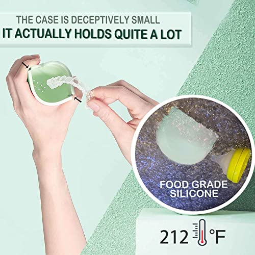 Silicone Retainer Case Soft Upgraded Cute Aligner Slim Partial Denture Container Holder Night Guard Braces with Lanyard for Girl Women Men Travel (Military Green) - color: Military Green