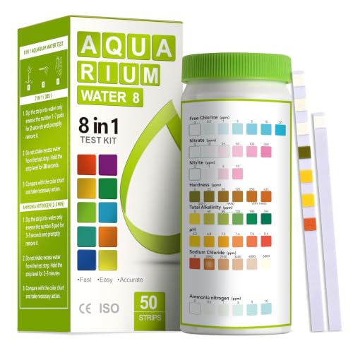 AAwipes 8-in-1 Aquarium Test Kit for Fish Tanks - Quick & Accurate Water Testing Strips for Aquariums & Ponds. Tests pH, Ammonia, Alkalinity, Hardness, Chlorine, etc. (K02-50) - color: 50 Strips