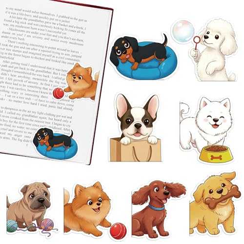 Dog Magnetic Bookmarks Gifts - 8 Pcs Cute Animals Funny Page Clips - style: Dog