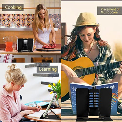 Camelmother Metal Book Holder Adjustable Book Stand for Reading | Portable & Sturdy For Textbooks Cookbooks Sheet Music Papers Study - color: Full Black