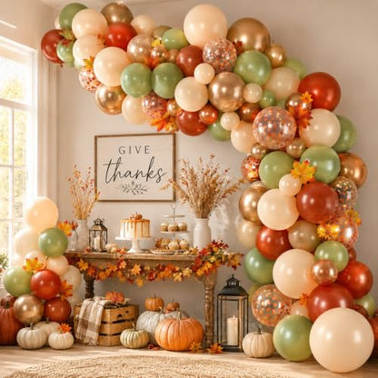 Paready Fall Balloons, 60 Pcs Sage Green Brown for Thanksgiving Party - color: Green Brown