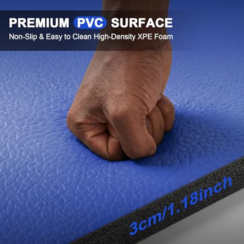 10' x 10' Wrestling Mat (118" x 118" x 1.18") Roll-Up Jiu Jitsu Mat for Home Gym, BJJ, MMA, Grappling, Judo & Martial Arts Training, Durable Non-Slip Folding Exercise Mat - color: Bule