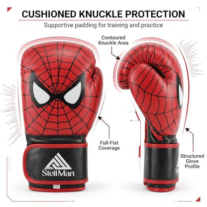 Boxing Gloves Red for Kids 6oz 8oz – Muay Thai MMA Kickboxing Training & Sparring Gloves with Hook and Loop Wrist Support and Breathable Ventilation - size: 6 oz