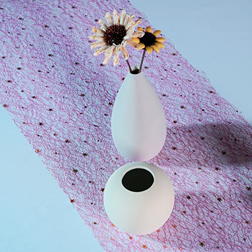 OSVINO Starry Moon Table Runner, Sequin Glitter Mesh for Wedding Party - color: Pink