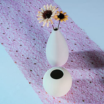 OSVINO Starry Moon Table Runner, Sequin Glitter Mesh for Wedding Party - color: Pink