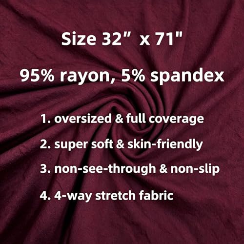 Lina & Lily Non-see-through Premium Jersey Maxi Hijab Head Scarf Wrap for Muslim Women - color: Dark Maroon