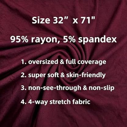 Lina & Lily Non-see-through Premium Jersey Maxi Hijab Head Scarf Wrap for Muslim Women - color: Dark Maroon