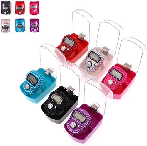 Finger Counter -Islamic Tasbih Bead- 5 Digital LED Electronic Handheld Tally Counter Clicker with Case Mechanical Manual Clicker Number Lap Tracker Counter - color: 6pcs Tall counter