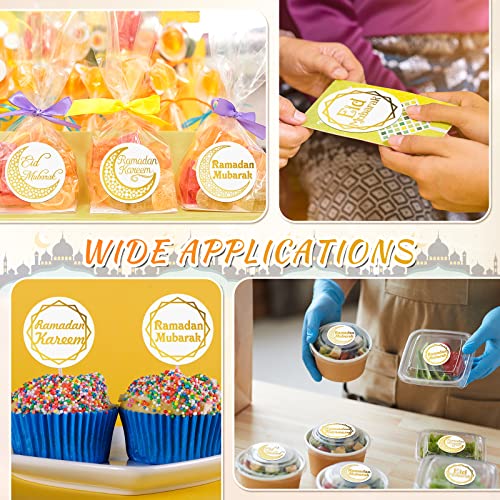 Nezyo 600 Pieces Ramadan Mubarak Stickers Eid Islamic Kareem Wall Window Stickers Ramadan Envelopes Gift Bags Labels for Eid Party Decorations(Simple Style) - style: Simple Style