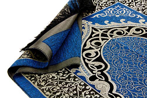 BAYKUL Muslim Prayer Rug,Islamic Turkish Prayer Rugs,Great Ramadan Gifts,Prayer Mat for Women and Men,Islam Carpet,Portable Muslims Mats,Praying Rugs Islam with Beads,Gift Prayer Beads 99 (D.Blue) - color: D.blue