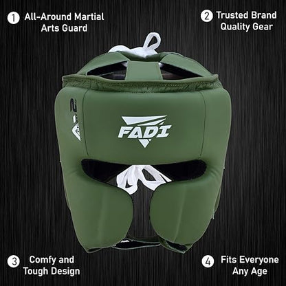 Authentic Series A2 Boxing Headgear - Premium Leather Head Guard for Kids and Adults in MMA, Kickboxing, Muay Thai, Karate, Martial Arts, and Taekwondo - color: Green, size: Small-Medium