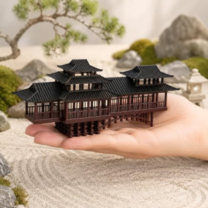 LOGOFUN Mini Chinese Pavilion Ornament Arched Bridge Bonsai Decor - 13.5CM | Ancient Pavilion And Bridge Model Adds Architectural Detail To Bonsai, Sand Tables, Garden Scenes, And Micro Landscapes