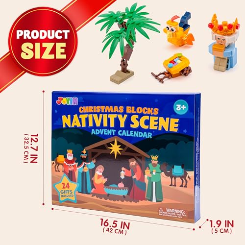JOYIN 2025 Nativity Advent Calendar Building Blocks, 24 Days Christmas Themed Building Blocks, Xmas Party Favor Supplies for Boys Girls, Kids Xmas Fun Gifts, Countdown Calendar (3+)