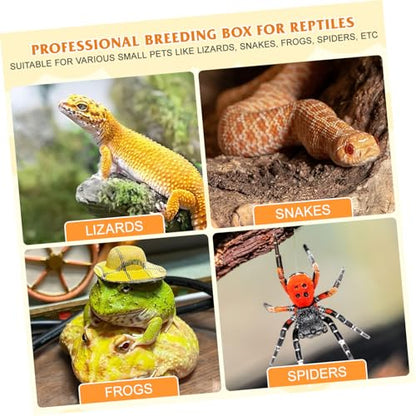 Pet Reptile Terrarium Box Feeder Professional Habitat for Turtles Geckos Lizards and Insects Plastic Breeding Container Ventilation for Easy Maintenance Black Set