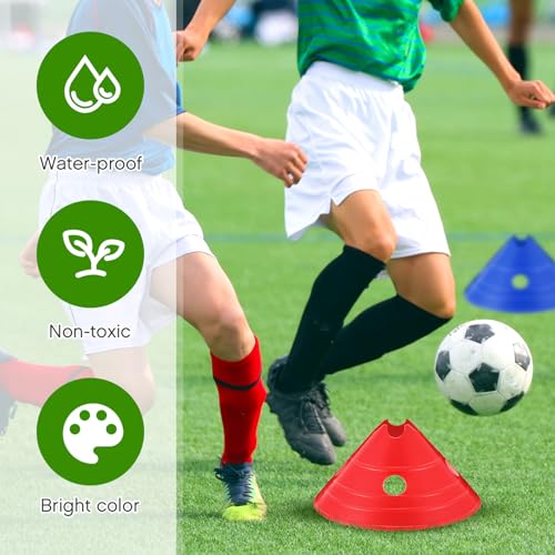 Jumbo Disc Cones Jumbo Soccer Cones with Mesh Bag Giant Large Agility for Soccer Training Adult Sports - color: red, yellow, blue, green, and orange