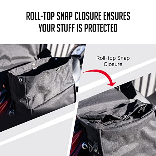 BURLY Brand Voyager Throw-over Saddlebag - Genuine Leather Dual Bags, For Harley Davidson and Most Motorcycles - Black (B15-1002B)