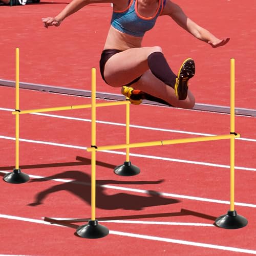 TNZMART 4.9 FT Agility Poles Adjustable Hurdles for Soccer Football Speed Training Equipment Track and Field - style: 3 groups