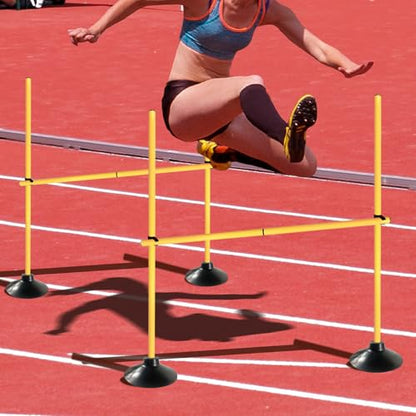 TNZMART 4.9 FT Agility Poles Adjustable Hurdles for Soccer Football Speed Training Equipment Track and Field - style: 3 groups