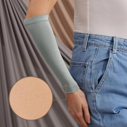 Modest Arm Cover | Jersey Arm Cover | Modest Sleeve Covering for Muslim Women - color: Gray Green