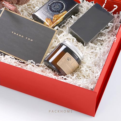 PACKHOME 6 Large Gift Boxes 13.5x10x3.5 Inches, Sturdy Shirt Boxes with Magnetic Lids for Multiple Occasions (Glossy Red) - color: 13x9.7x3.4 Inch-Red-Pack of 6