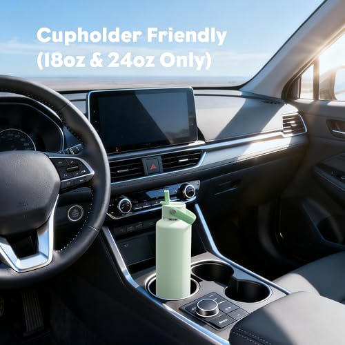 POWCAN 24 oz Double Walled Insulated Water Bottle with Straw: Leakproof, Cup Holder Friendly, BPA-free, Top Handle, Stainless Steel Water Bottle for Adult, Student, Nurse, Commuter, Bag (Mint Dew) - color: Mint Dew, size: 24 Ounces