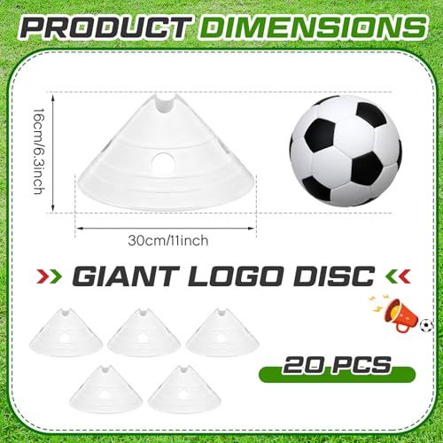 Jumbo Disc Cones Jumbo Soccer Cones with Mesh Bag Giant Large Agility for Soccer Training Adult Sports - color: White