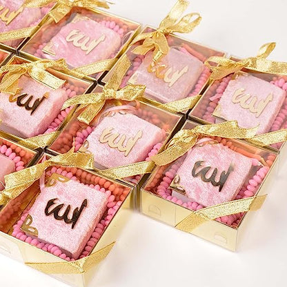 BABY SHOWER CHOCOLATE Set of 10 Islam Quran Tasbeeh Islamic Set | Holy Quran Prayer Beads Gift Box Favor (Pink) - color: Pink