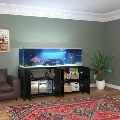 GDLF 100-150 Gallon Large Fish Tank Stand,Furniture-Style Aquarium Stand | 60"x24" Top Supports 2200 lbs, Enclosed Storage for Sump Systems & Accessories, 8-Outlet Power Strip, EVA Mat Protection - size: 100-150 Gallon