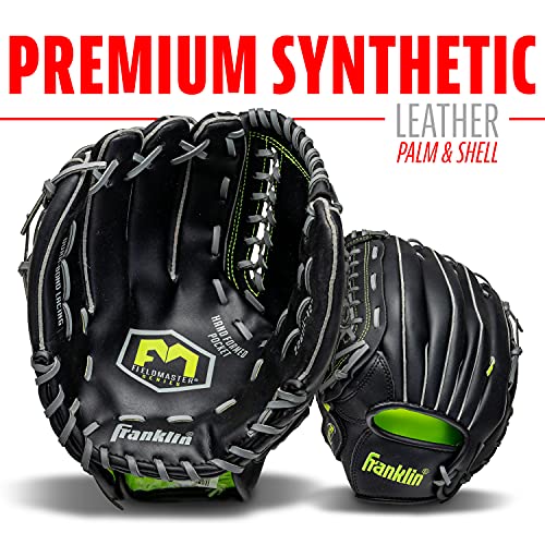 Franklin Sports Field Master Baseball + Softball Glove - Field Master Adult + Youth Baseball + Softball Mitt - Men's + Women's Gloves - color: Black, style: 12" - Trapeze Web
