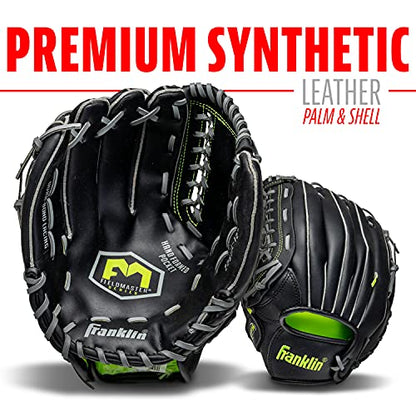 Franklin Sports Field Master Baseball + Softball Glove - Field Master Adult + Youth Baseball + Softball Mitt - Men's + Women's Gloves - color: Black, style: 12" - Trapeze Web