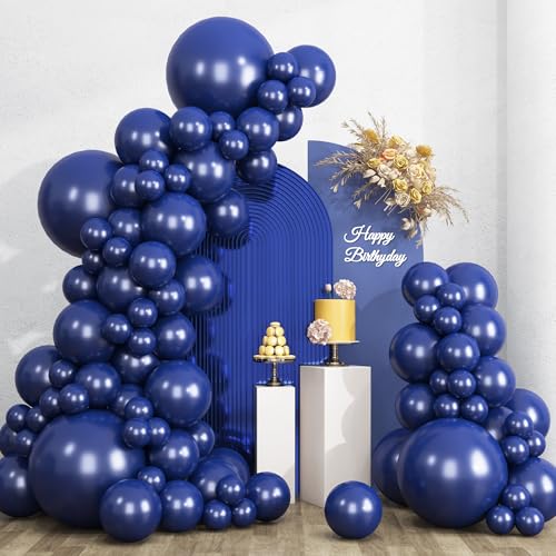 RUBFAC Navy Blue Balloons Different Sizes 135pcs for Birthday Arch - color: Navy Blue