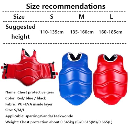 Padded Muay Thai Chest Protector Boxing, Taekwondo MMA Martial Arts Kickboxing Karate Sparring Body Guard Training - color: Red Set, size: Small