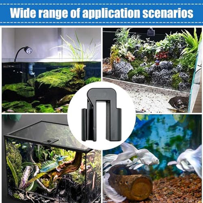 Aquarium Hose Clamp U Shape Tube Mounting Base | Anti-Slip Hose Holder Clip Aquarium for Holder Suction Device Siphon Cleaning Clear Viewing Shop - color: Black