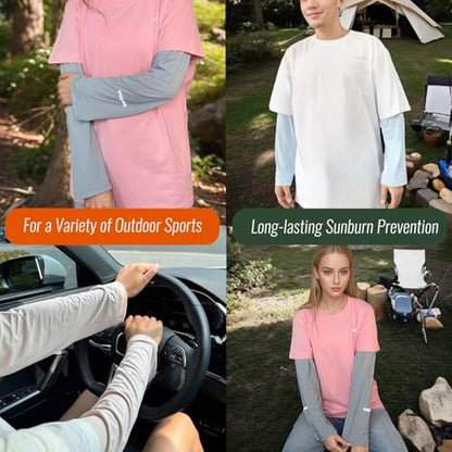 UPF 50+ Sun Protection Arm Sleeves Elastic band Adjustable Cuff Loose Fit Non-Sticky Airflow Friendly Outdoor - color: Grey, size: Small