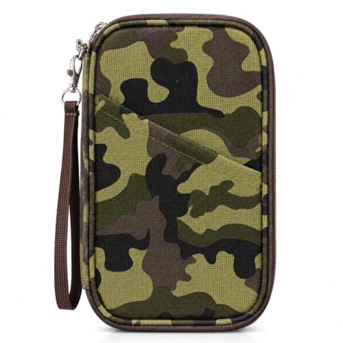 Passport Holder Family, Women Rfid Blocking Passport Wallet, Travel Essentials Premium Wallets, Waterproof Passport Holders Bag for Men Traveling, Travel Document Organizer Credit Cards Case - color: Family - Camouflage Green