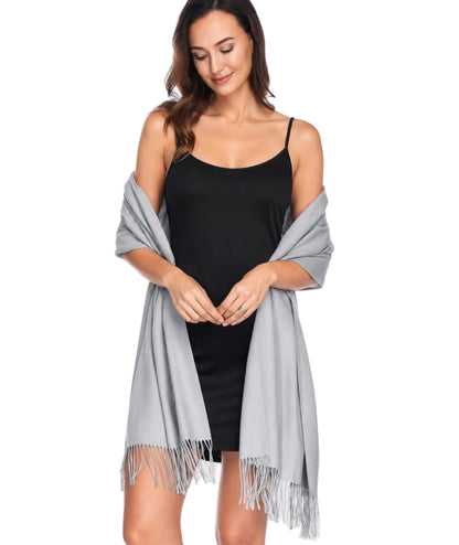 Pashmina Shawl Wraps Scarves Evening Dresses Wedding Bridesmaid for Women - color: Light Gray