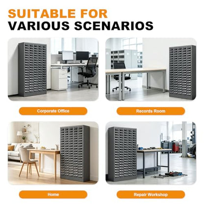 100 Drawers Bolt and Nut Tool Storage Cabinet Parts Cabinet Hardware Organization Shelves Bolts Bin Tool with PS Material Drawer Label Stickers for Tool Hardware Storage, Grey