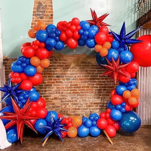 PartyWoo Red Star Spike Balloons 2pcs Explosion Foil Mylar Balloons - color: Red, size: 2 PCS - 42 Inch