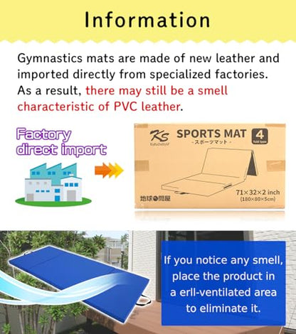 KaRaDaStyle Gymnastics Mat Folding Stretch Mats 71"x31"x2" Exercise Muscle Training Children Play Horizontal Bar Mat Yoga Sports Soundproof Home Use - color: Greige/4-fold