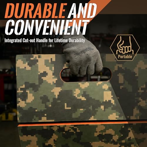 Folding Kneeling Pad, 1 Inch Thick Mechanic Mat, Camouflage | 47.24 x 15.74 Inch 6-Panel Firm Foam Pad with Tool Pockets, Carry Handle and Water-Resistant Surface - color: camouflage