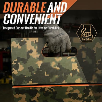 Folding Kneeling Pad, 1 Inch Thick Mechanic Mat, Camouflage | 47.24 x 15.74 Inch 6-Panel Firm Foam Pad with Tool Pockets, Carry Handle and Water-Resistant Surface - color: camouflage