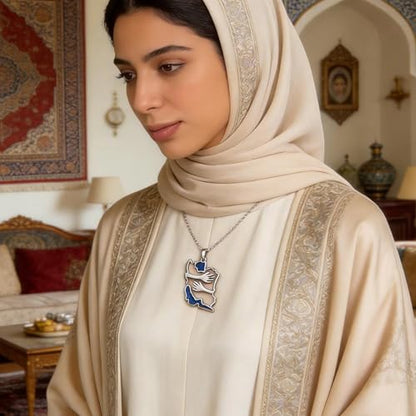 Iran Necklace Iran Map Charm Necklaces Dainty Gold Necklaces for Women Silver Jewelry Gifts for Women - color: A8：silver hug iran necklace