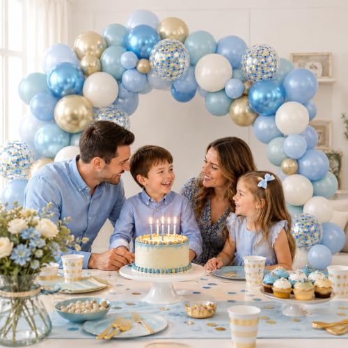 Paready Blue Gold Balloons, 60 Pcs Party Balloons for Boys Graduation - color: Blue Gold